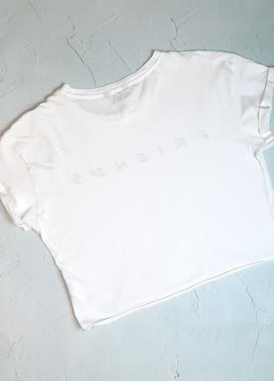 🎁1+1=3 стильная белая натуральная футболка friends new look, размер 44 - 465 фото