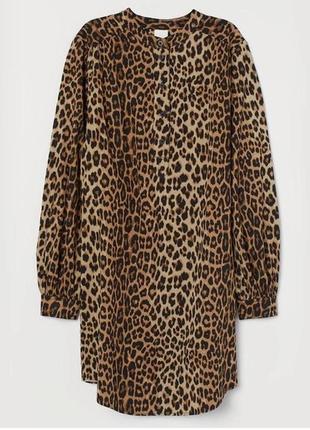 Платье платья туника h&m леопард животный принт