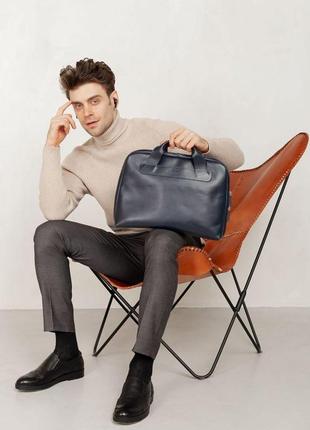 Шкіряна ділова сумка attache briefcase синій the wings