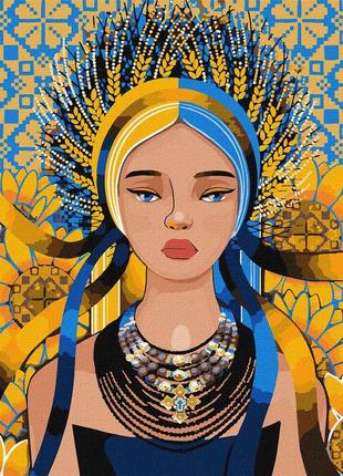 Картина по номерам солнечная украинка  40*50 см идейка kho2605