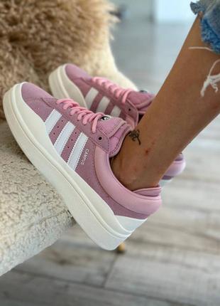 Женские кроссовки adidas campus & bad bunny pink white6 фото
