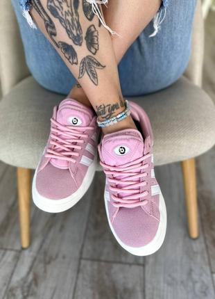 Женские кроссовки adidas campus & bad bunny pink white8 фото