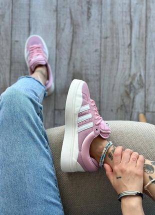 Женские кроссовки adidas campus & bad bunny pink white7 фото