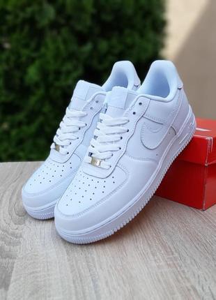 Nіke air force 1 af 1 білі кросівки кеди чоловічі найк форс низькі весняні осінні літні демісезонні демісезон низькі шкіра шкіряні топ якість