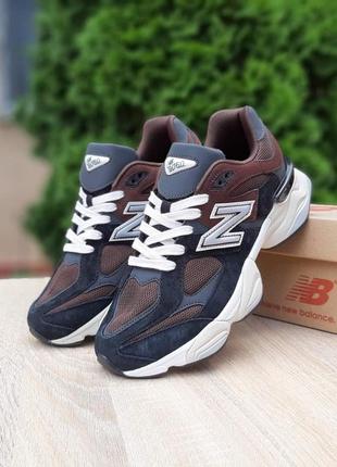 Мужские кроссовки new balance 9060 black brown New box коричневого с черными цветами