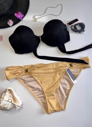 Изысканный купальник victoria’s secret черный + золото