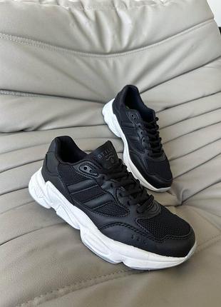 Кросівки жіночі сітка і натуральна шкіра чорні