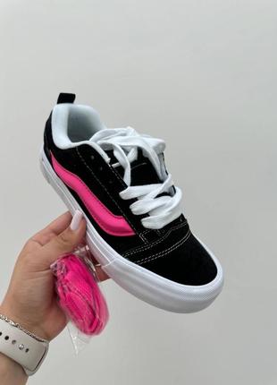 Женские кеды vans knu skool black pink венс черного с розовым цветом