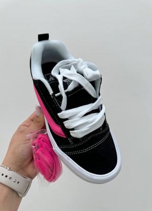 Женские кеды vans knu skool black pink венс черного с розовым цветом