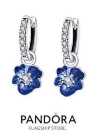 Серьги серебро silver_pandora original фиалка очень красивые