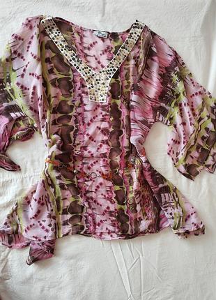 Шифоновая блузка-туника в восточном стиле