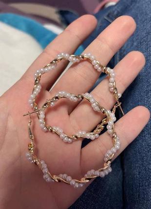 Сережки кольца жемчужные