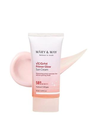 Сонцезахисний крем mary&may vegan primer glow sun cream spf 50+ pa++++, 50 мл