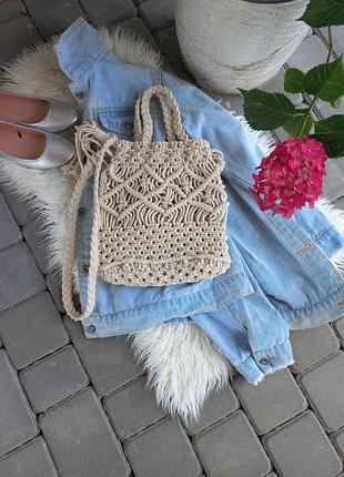 Сумочка макраме, плетена сумочка, шопер