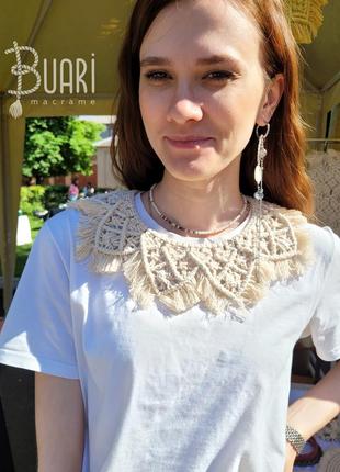 Макраме воротничок хлопковый