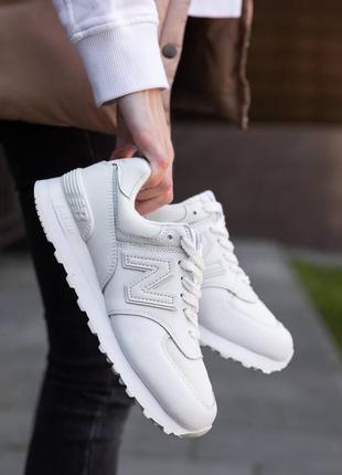 New balance white leather женские кроссовки debelанс белые кожаные легкие3 фото