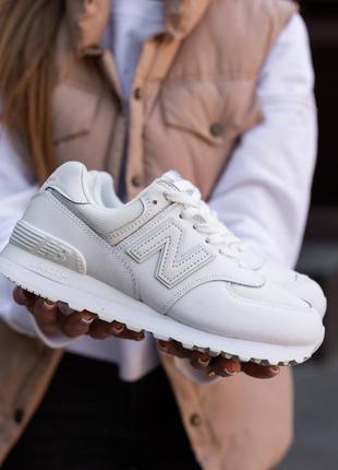New balance white leather женские кроссовки debelанс белые кожаные легкие9 фото