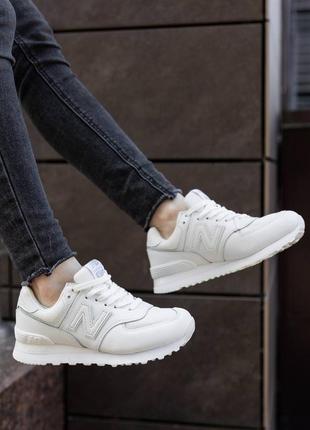 New balance white leather женские кроссовки debelанс белые кожаные легкие7 фото
