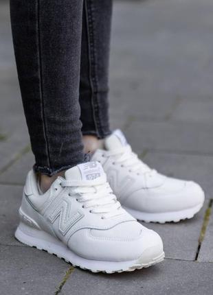 New balance white leather женские кроссовки debelанс белые кожаные легкие6 фото