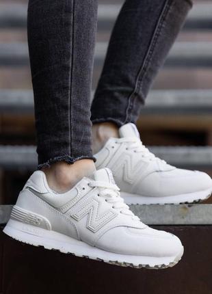 New balance white leather женские кроссовки debelанс белые кожаные легкие4 фото
