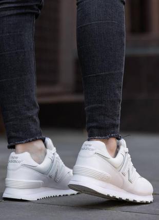 New balance white leather женские кроссовки debelанс белые кожаные легкие5 фото