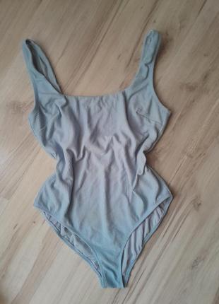 Купальник сдельный в рубчик, покупка голубой h&m