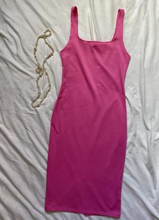 Рожева сукня міді по фігурі zara3 фото