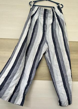 Широкі штани брюки жіночі льон в смужку  xl-xxl  від point