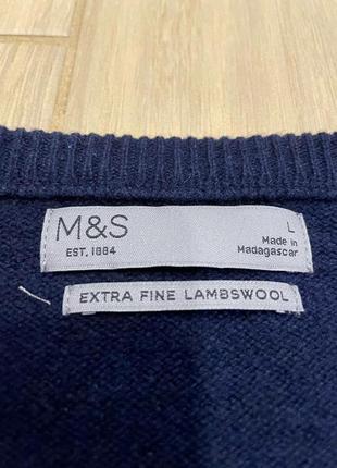 Акция 🎁 стильный шерстяной свитер джемпер marks &amp; spencer collection 100% wool синего цвета zara h&amp;m3 фото