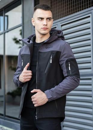 Чорно-сіра куртка pobedov korol' lev демісезонна