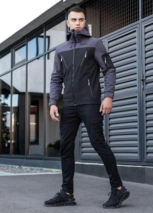 Чорно-сіра куртка pobedov korol' lev демісезонна