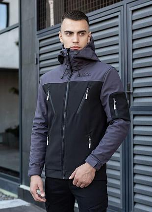 Чорно-сіра куртка pobedov korol' lev демісезонна