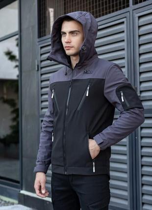 Чорно-сіра куртка pobedov korol' lev демісезонна