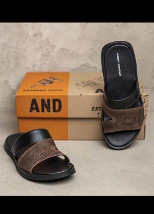 Кожаные мужские шлепанцы, шлепки, мужские шлепанцы натуральная кожа ua