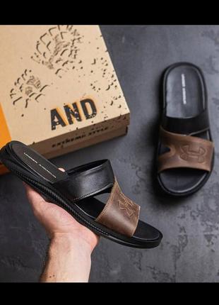 Кожаные мужские шлепанцы, шлепки, мужские шлепанцы натуральная кожа ua