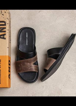 Кожаные мужские шлепанцы, шлепки, мужские шлепанцы натуральная кожа ua