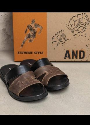 Кожаные мужские шлепанцы, шлепки, мужские шлепанцы натуральная кожа ua