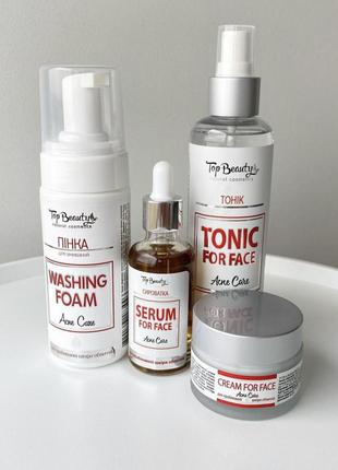 Набір проти акне, для проблемної шкіри, набір для обличчя acne care top beauty