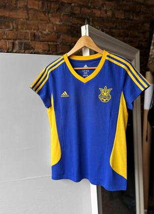 Adidas ukraine women’s soccer football short sleeve v-neck t-shirt cotton polyester жіноча футболка, футбольна, збірної україни з футболу