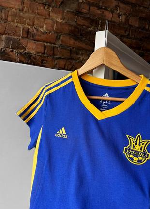 Adidas ukraine women’s soccer football short sleeve v-neck t-shirt cotton polyester жіноча футболка, футбольна, збірної україни з футболу6 фото