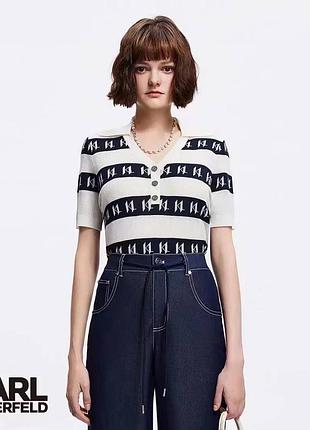 Футболка karl lagerfeld чёрная с белым