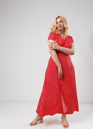 Платье с принтом в белый горошек