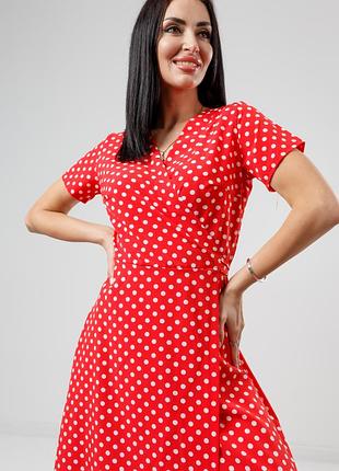 Платье с принтом в белый горошек