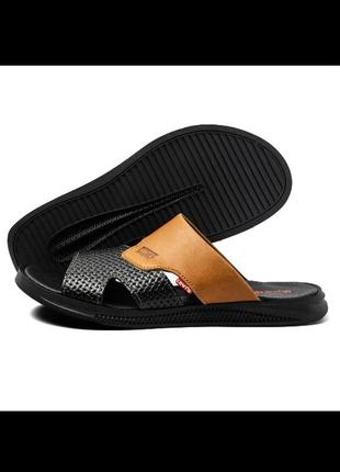Кожаные мужские шлепанцы, шлепки, мужские шлепанцы натуральная кожа2 фото