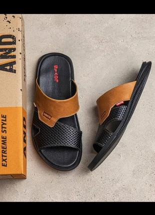 Кожаные мужские шлепанцы, шлепки, мужские шлепанцы натуральная кожа5 фото