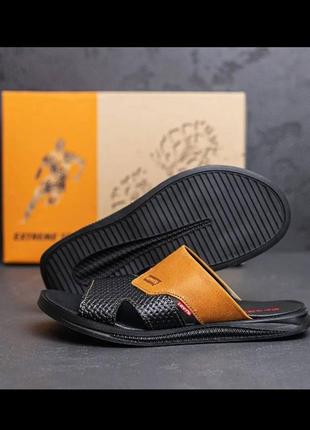 Кожаные мужские шлепанцы, шлепки, мужские шлепанцы натуральная кожа9 фото
