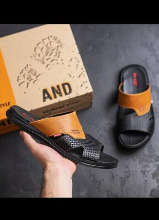 Кожаные мужские шлепанцы, шлепки, мужские шлепанцы натуральная кожа10 фото