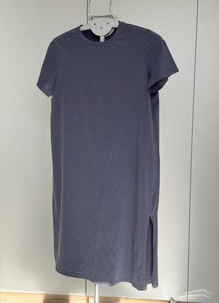 Платье-футболка сине-серого цвета