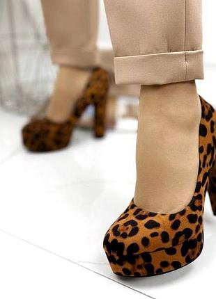 Жіночі замшеві туфлі на високих підборах stilli 0904 леопард4 фото