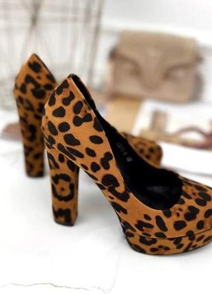 Жіночі замшеві туфлі на високих підборах stilli 0904 леопард6 фото